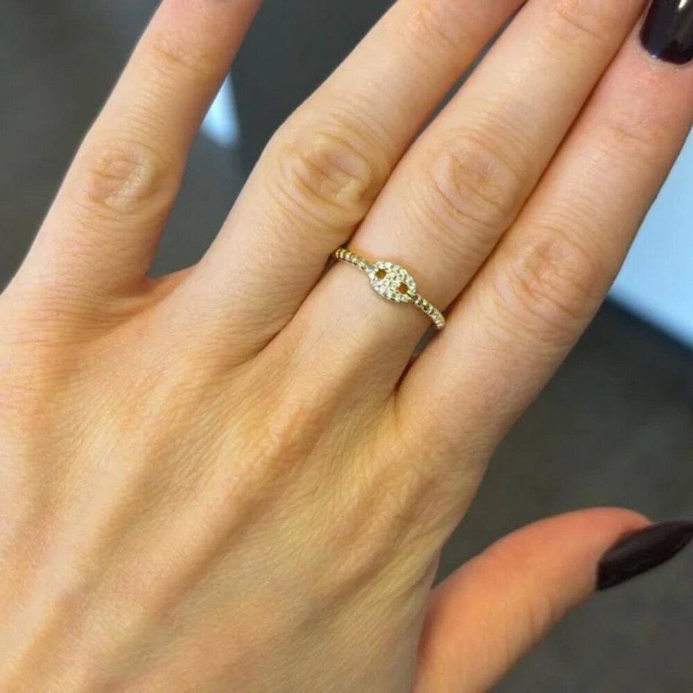 The Inaya Gold twist thin dainty braided ring Sz 6 stainless steel tarnish free